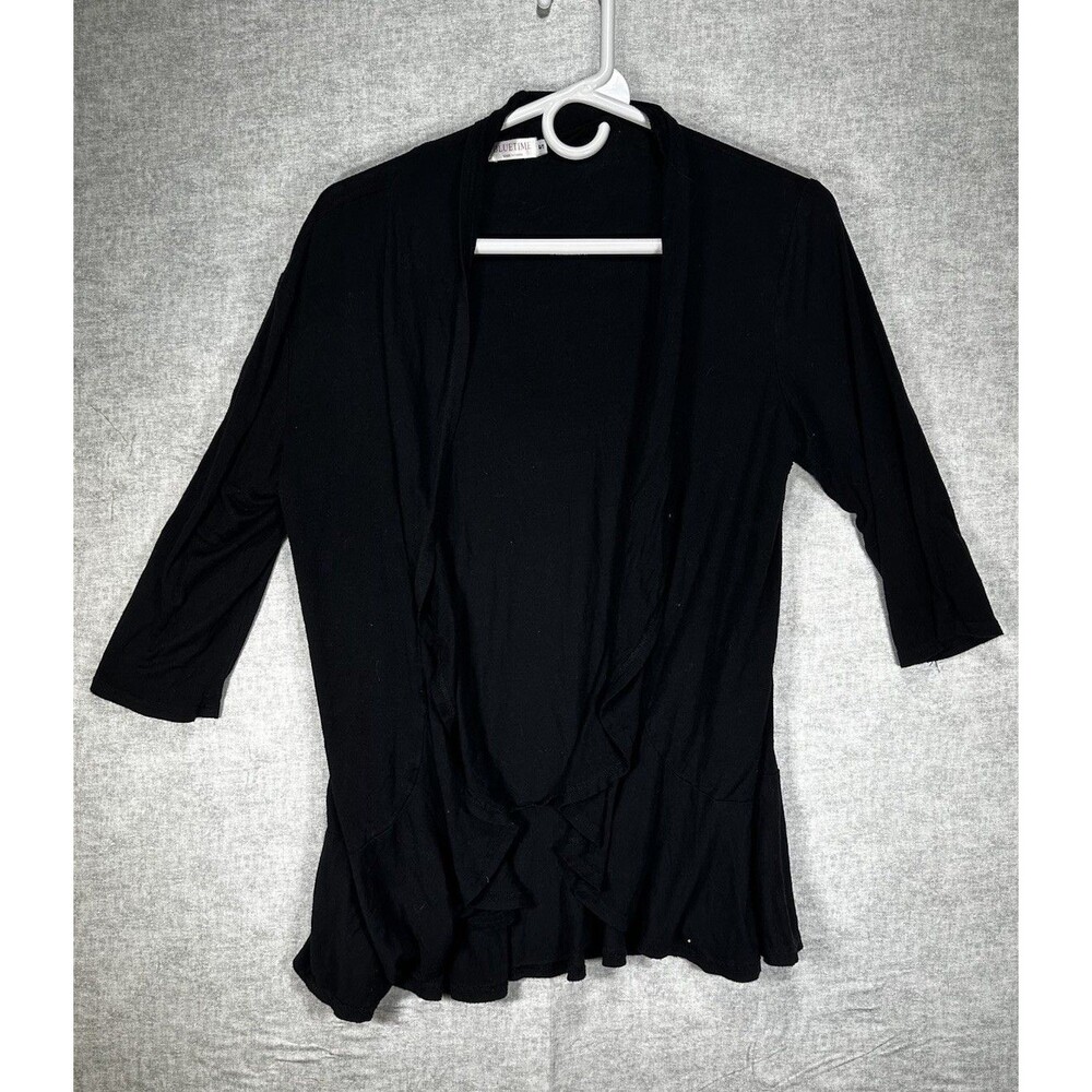 Bluetime Womens Size Small Lightweight Open Front Cardigan 3/4 Sleeve Black
